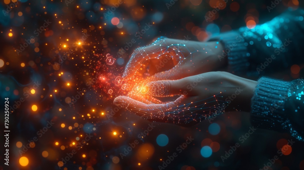 Aufkleber digital healthcare and network connection on modern interface, medical technology and futuristic con