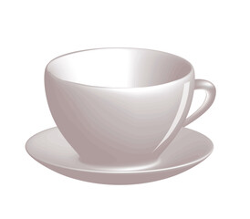 White empty cup on white background, vector