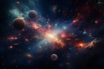 Obraz na płótnie Canvas Celestial 3D background with galaxies, stars, and cosmic wonders