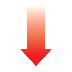 Red down arrow isolated on white background. Falling growth in business. Drop arrow business market crisis background design template. Economy financial crash concept. Stock, forex, crypto in eps 10.