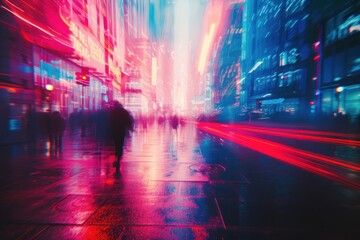 Urban Light Leaks Background with Gritty Textures and Vibrant Urban Colors, Capturing the Energy of City Life