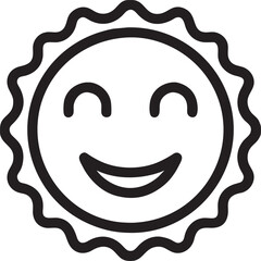 produce a friendly sun icon with a smiling face, icon