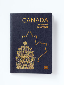 new canadian passport on white background