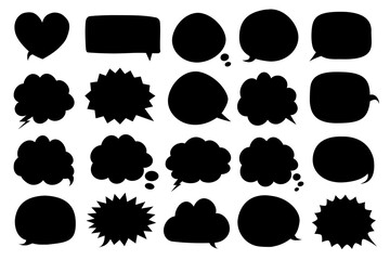 Set of diverse black speech bubble shapes for communication themes vector 10 eps - obrazy, fototapety, plakaty