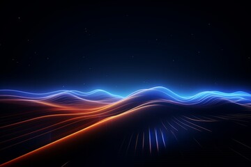 Fototapeta na wymiar Abstract technology background with glowing lines. Digital vibrant wave background