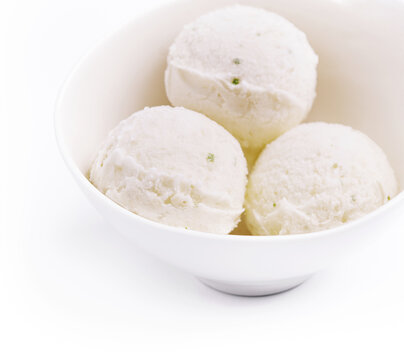 Pistachio ice cream on a bowl