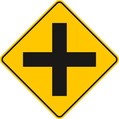 Fototapeta premium 4-way Intersection ahead,Traffic Sign , Vector, symbol, transport icon