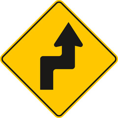 turn reverse, turn ahead, curves and countercurves in the road, Traffic Sign , Vector, symbol, transport icon,
