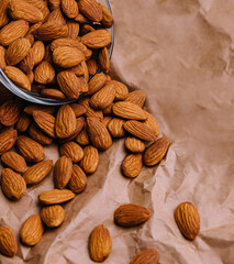 almonds in a glass bowl close up