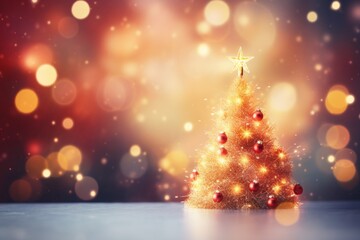 Beautifully decorated christmas tree with a shining star on top