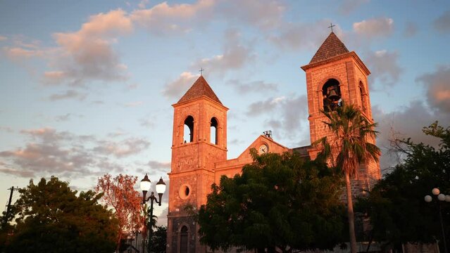 Cathedral of La Paz,La Paz, Baja California Sur, Mexico at sunset.