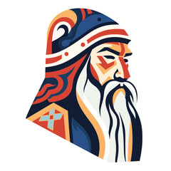 Ainu man ethnical vector illustration isolated transparent background, cut out or cutout t-shirt design