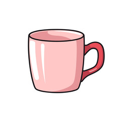 pink cup  vector illustration isolated transparent background, cut out or cutout t-shirt design