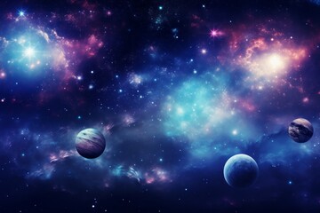 Obraz na płótnie Canvas Cosmic and celestial wallpaper background featuring planets and stars in the night sky