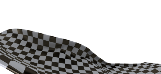 Wavy racing checkered flag with diagonal folds. Realistic 3d render