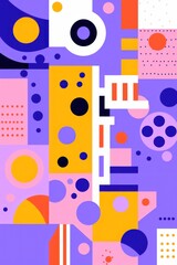 A Lilac poster featuring various abstract design elements, in the style of pop art
