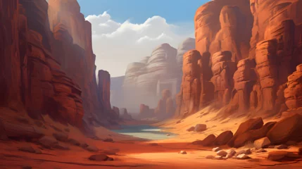 Wall murals Brick grand canyon state,, Golden Canyon Landscape Digital Painting With Lively Landscapes 