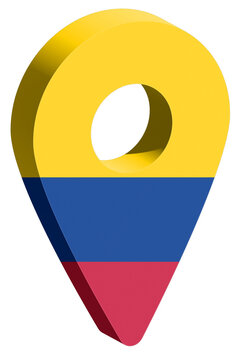 Colombia flag pin map 3d render geotag	
