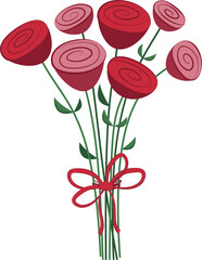 Vector bouquet consisting of roses in a flat style.