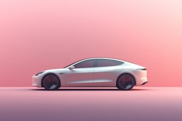 Obraz premium Minimalist electric car concept with copy space.