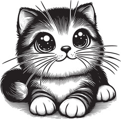 Vector Illustration Cute Cat Sticker Design,