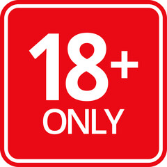 Obraz premium 18 sign warning symbol isolated on white background, 18 plus, censored, eighteen age older adult content.