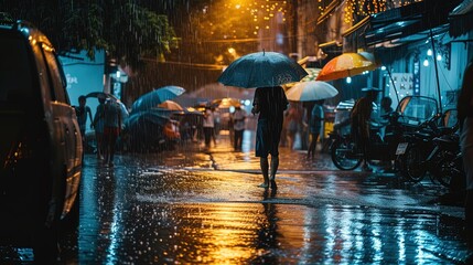 People walking in the rain, ai generative