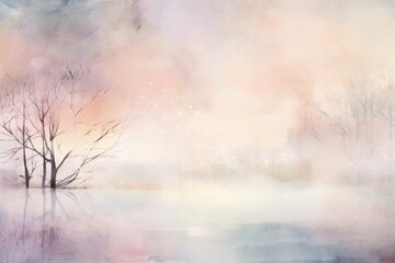 Soft pastel tones merging in a dreamy abstract winter scene.