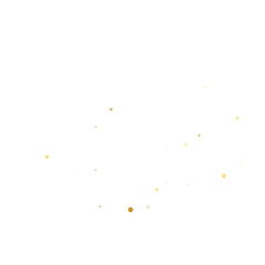Gold glitter dots on transparent background. Bright dust explosion. Golden glitter particles...