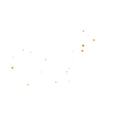 Gold glitter dots on transparent background. Bright dust explosion. Golden glitter particles splatter. Sparkling firework. Luxury design.