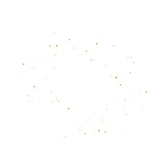 Gold glitter dots on transparent background. Bright dust explosion. Golden glitter particles splatter. Sparkling firework. Luxury design.