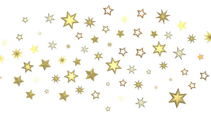Banner with golden decoration. Festive border with falling glitter dust and stars.