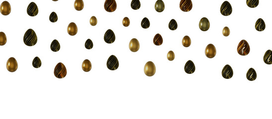 Set of different 3D realistic, shiny, golden,