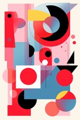 A Ruby poster featuring various abstract design elements, in the style of pop art