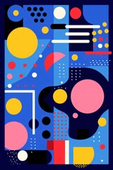 A Sapphire poster featuring various abstract design elements, in the style of pop art 