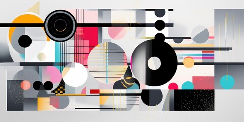 A Slate poster featuring various abstract design elements, in the style of pop art