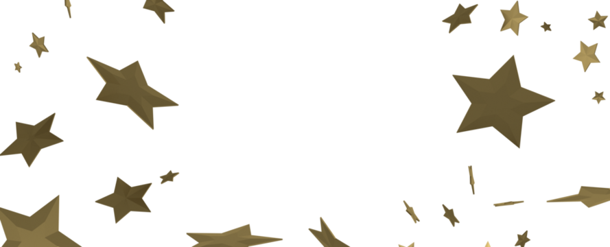 Stars - Holiday golden decoration, glitter frame isolated -