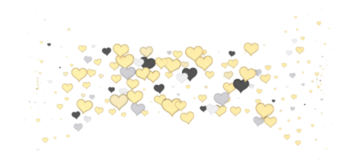 colorful flying hearts on a blue background. 3d