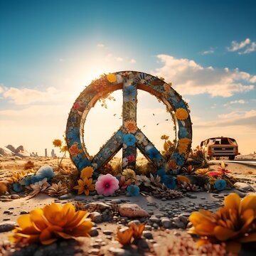 Ein Peacezeichen steht in der Natur
