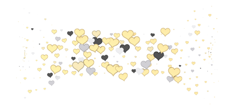 colorful flying hearts on a blue background. 3d