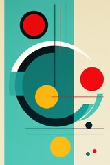 A Teal poster featuring various abstract design elements, in the style of pop art 
