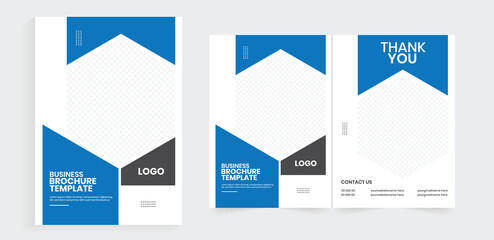 Bifold brochure design, Front and back cover page, Vector company profile, and handout design.