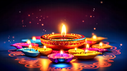 Fototapeta na wymiar Celebrate the vibrant spirit of Diwali with traditional symbols