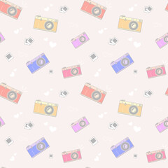 Camera in retro style. Vintage pattern. For packaging goods, print for clothes and things. Vector illustration.
