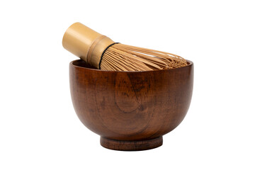 Bamboo crown and bamboo bowl isolated on a white background.