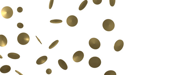 Gold confetti background, isolated on transparent background