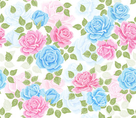 Seamless pattern with roses flowers. Floral pattern for wallpaper or fabric. Flower rose. Botanic Tile.