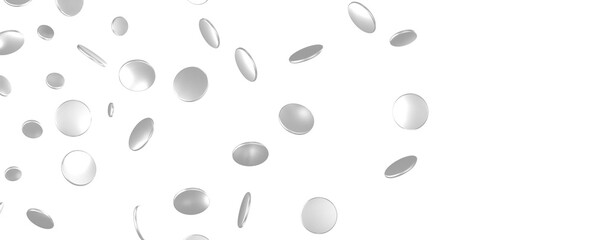 Joyful Deluge: Brilliant 3D Illustration Showcasing an Overflow of silver Confetti