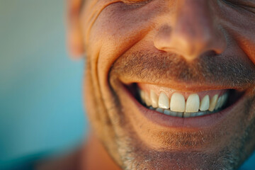 Timeless Charm: Close-Up of a 45-Year-Old Man's Smiling Face