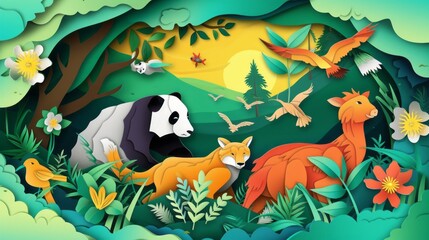Obraz na płótnie Canvas World Wildlife Day colorful concept with copy space. 2d AI generative. greeting card